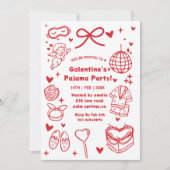 Galentine’s Pajama, Night Valentine Hand Drawn  招待状 (正面)