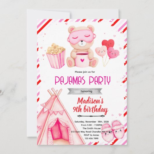 Galentine’s Pajama Party Invitation 招待状 (正面)