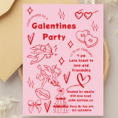 Galentine’s Party, Girls Galentine’s Hand Drawn In 招待状