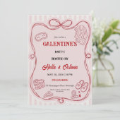 Galentine’s Party Invitation Printable, Pink & Red 招待状 (スタンド正面)