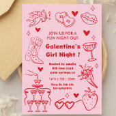 Galentine’s Party Night Out バレンタインの落書き 招待状
