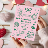 Galentine’s Party Night Valentine 手描きデザイン 招待状