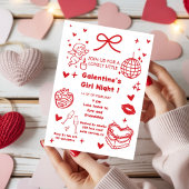 Galentine’s Party Night Valentine 手描きデザイン 招待状