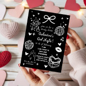 Galentine’s Party Night Valentine 手描きデザイン 招待状
