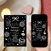 Galentine’s Party Night Valentine 手描きデザイン 招待状