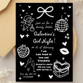 Galentine’s Party Night Valentine 手描きデザイン 招待状