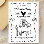 Galentine’s Party, Valentine Party ドゥードル 招待状