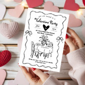Galentine’s Party, Valentine Party ドゥードル 招待状