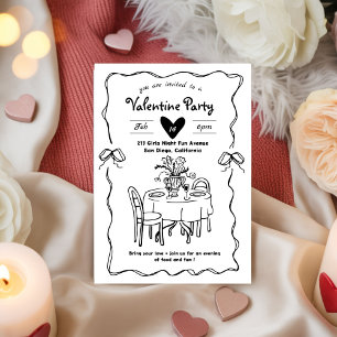 Galentine’s Party, Valentine Party ドゥードル 招待状