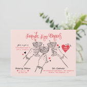 Galentine’s Pink Red Hand Drawn Cocktail Party 招待状 (スタンド正面)