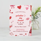 Galentine'sのピンクの陽気なブランチへの招待 招待状 (スタンド正面)