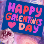 Galentinesデイバブルレターピンク曲線レトロ ポストカード<br><div class="desc">この甘くてカラフルのアートをチェックして、私が作った手を君のために！自感じ分の文字を追加または色を変更する自由。私の店に行って！</div>