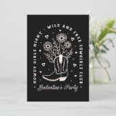 Galentinesパーティーガールズナイト女性のカーボーイウェスタンブラック 招待状 (スタンド正面)