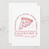 Galentinesピザパーティー女の子バレンタイン美学 招待状 (正面/裏面)