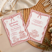 Galentines Afternoon Tea Party Hand Drawn 招待状