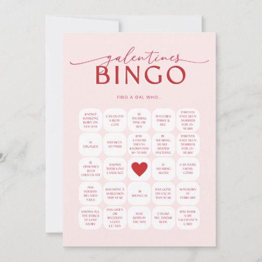 Galentines Bingo Game 招待状 (正面)