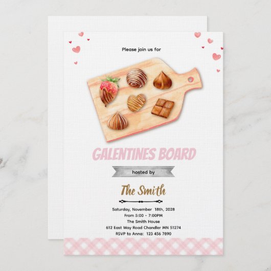 Galentine's Board Party Invitation 招待状 (正面/裏面)