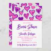 Galentines bridalシャワー招待可愛いハート 招待状 (正面/裏面)