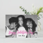 Galentine's Dayピンクのネオン写真水平 カード (スタンド正面)