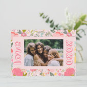 Galentine's Day写真ピンクxoxoフローラ シーズンカード (スタンド正面)