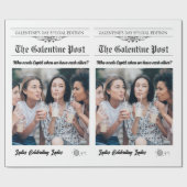 Galentines Day新聞フラワーブーケ写真 ラッピングペーパー (フラット)