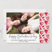 Galentine's Day赤いハートスケッチフレンド写真 シーズンカード (正面)