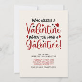 Galentine's Day ガールズ・ナイト・アウト 赤いハートの招待状 招待状 (正面)