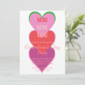 Galentine's Day パーティーハートのタイポグラフィーデザイン 招待状 (スタンド正面)