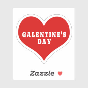 GALENTINE'S DAY 赤いハートのビニールステッカー シール