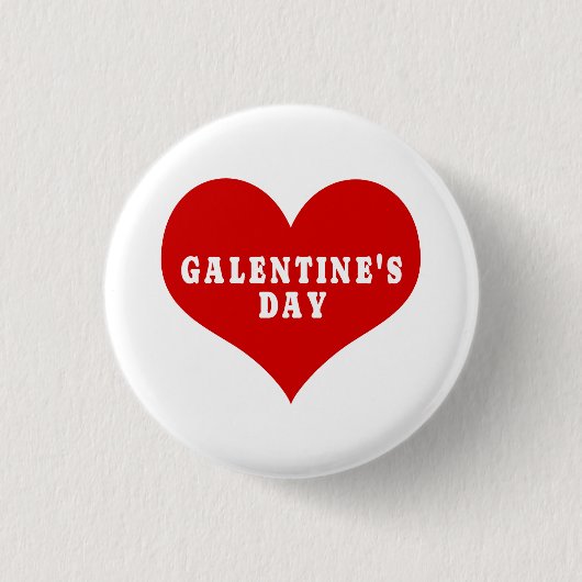 GALENTINE'S DAY 赤い愛ハートボタン 缶バッジ (正面)