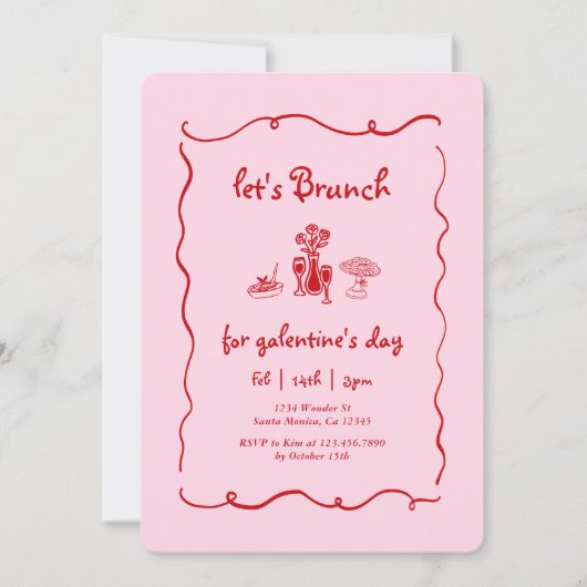 Galentine's Day Brunch 招待状 (正面)
