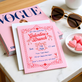 Galentine's Day Brunch Girls  Party Invitation シーズンカード