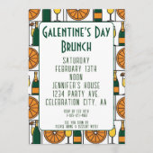 Galentines Day Brunch Mimosas Retro 招待状 (正面)