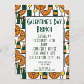 Galentines Day Brunch Mimosas Retro 招待状 (正面/裏面)