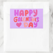 Galentines Day Bubble Letters曲線レトロGroovy 長方形シール (バッグ)