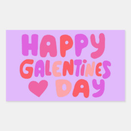 Galentines Day Bubble Letters曲線レトロGroovy 長方形シール
