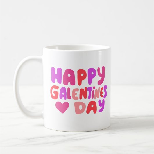 Galentines Day Bubble Letters Groovy Curvyレトロ コーヒーマグカップ (左)