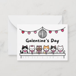 galentine's day card cat lover valentine day ノートカード