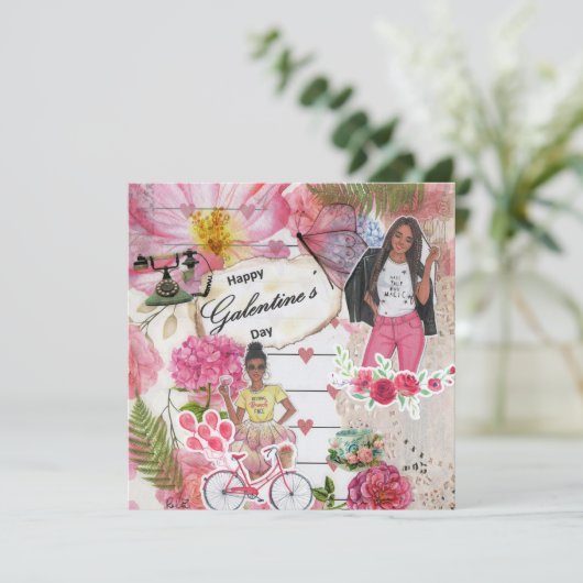 Galentine's Day Flat Greeting Card (スタンド正面)