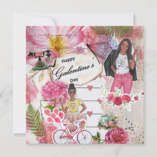 Galentine's Day Flat Greeting Card (正面)