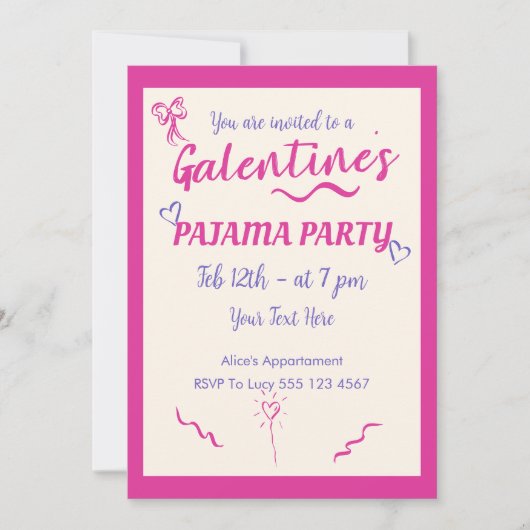 Galentine's Day Girls Pajama Party Invitation シーズンカード (正面)