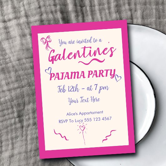 Galentine's Day Girls Pajama Party Invitation シーズンポストカード