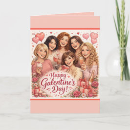 Galentine's Day Greeting Card, Six Girlfriends カード