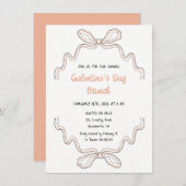 Galentine's Day hand drawn bow pink招待状 招待状 (正面/裏面)