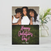 Galentine's Day Neon Pink Valentine's Day写真 カード (スタンド正面)