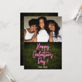 Galentine's Day Neon Pink Valentine's Day写真 カード (正面/裏面インサイチュ)