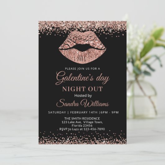 Galentine's Day Night Out Rose gold Glitter Lips (スタンド正面)