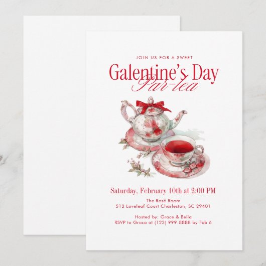 Galentine's Day Par-tea 招待状 (正面/裏面)