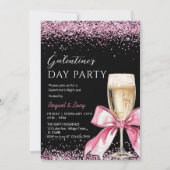 Galentine's Day Party Champagne Pink Coquette 招待状 (正面)