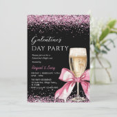 Galentine's Day Party Champagne Pink Coquette 招待状 (スタンド正面)